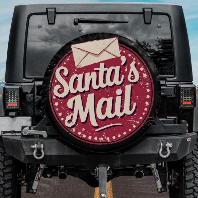 Christmas tire cover for jeep, bronco, rv santa's mail