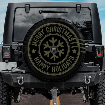 Happy Holidays retro tire cover for jeep, bronco, rv