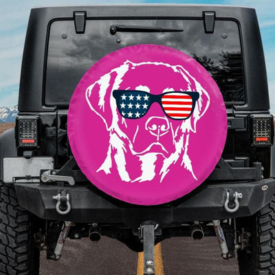 pink tire cover for jeep with labrador design