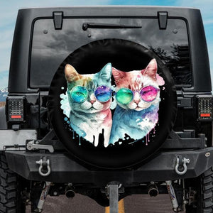 tire cover with a cat couple design