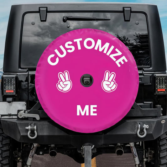 custom pink jeep tire cover with backup camera hole