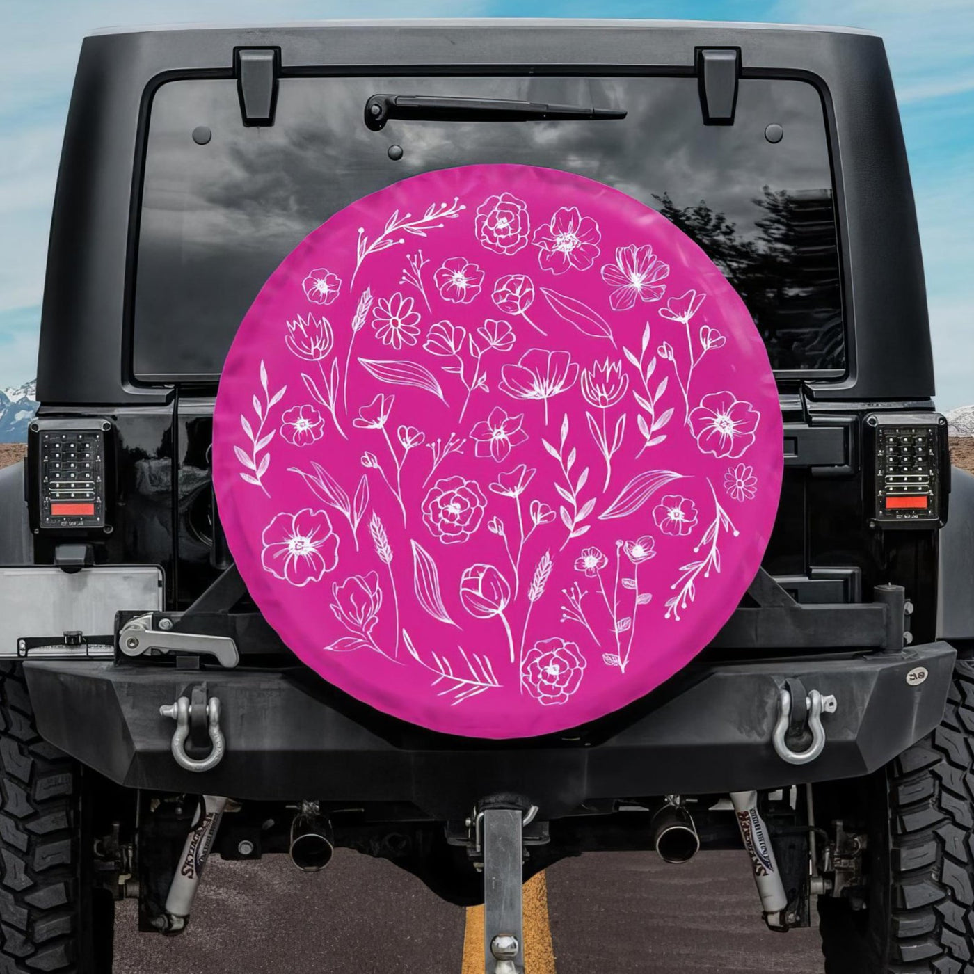 pink jeep tire cover, floral tire cover