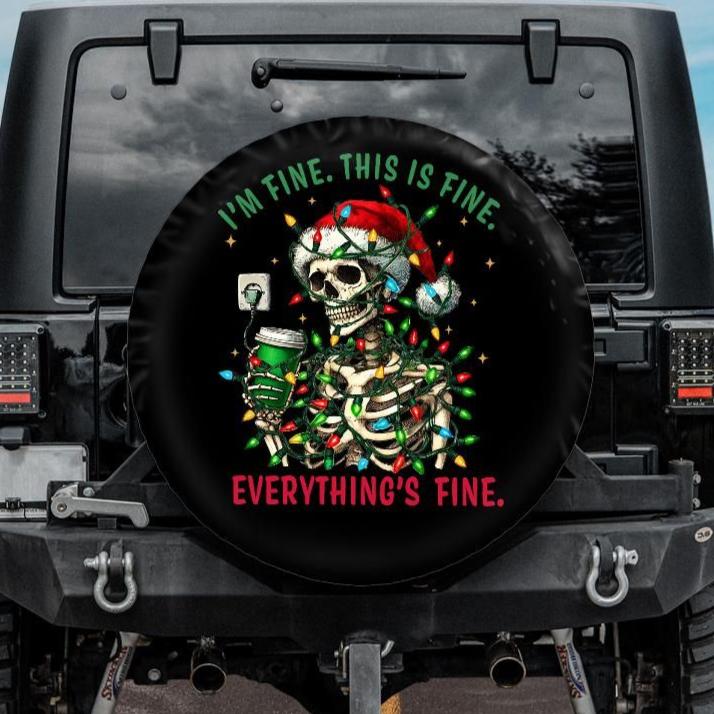 funny skeleton jeep tire cover. I'm fine.