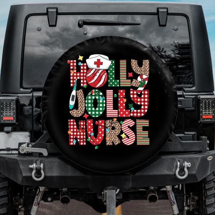 holly jolly nurse christmas tire cover for jeep