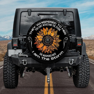 i am the storm jeep tire cover with sunflower backup camera hole