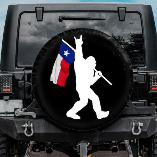 Bigfoot Sasquatch Hippie Bandana America Flag Spare Tire Cover for any on sale Vehicle, Make, Model and Size