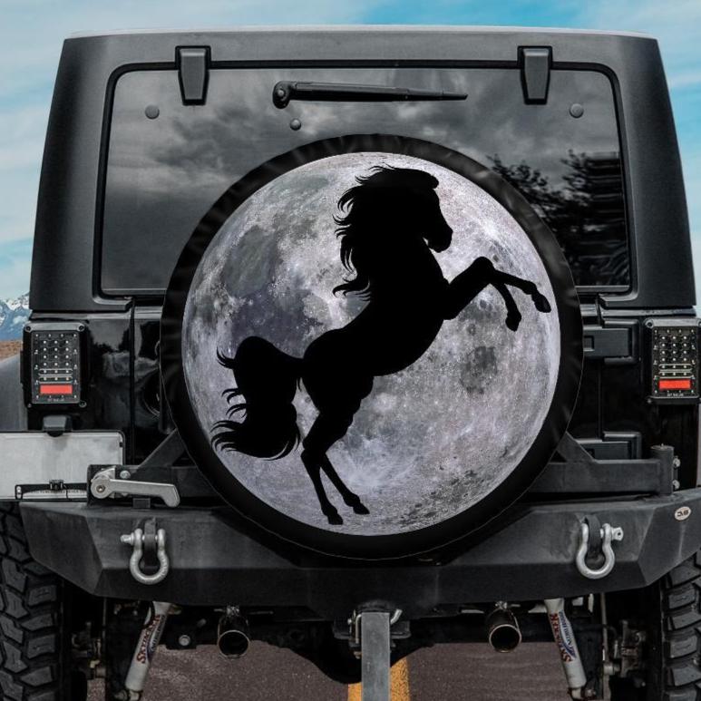 spare tire cover with moon and horse design