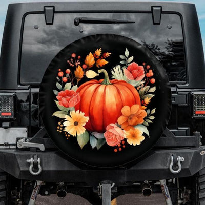 orange pumpkin halloween tire cover for jeep