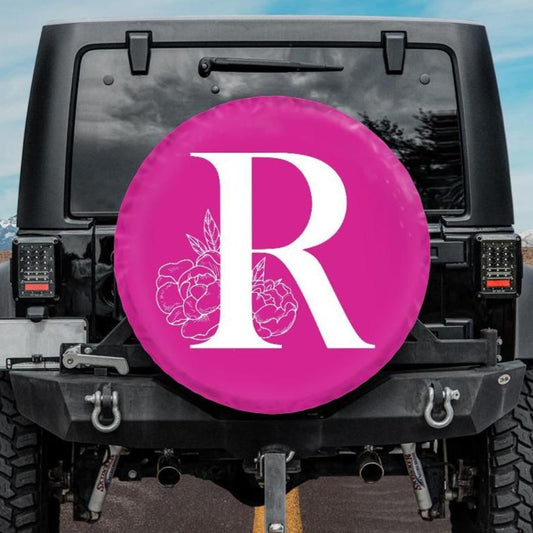 pink initial tire cover for jeep wrangler