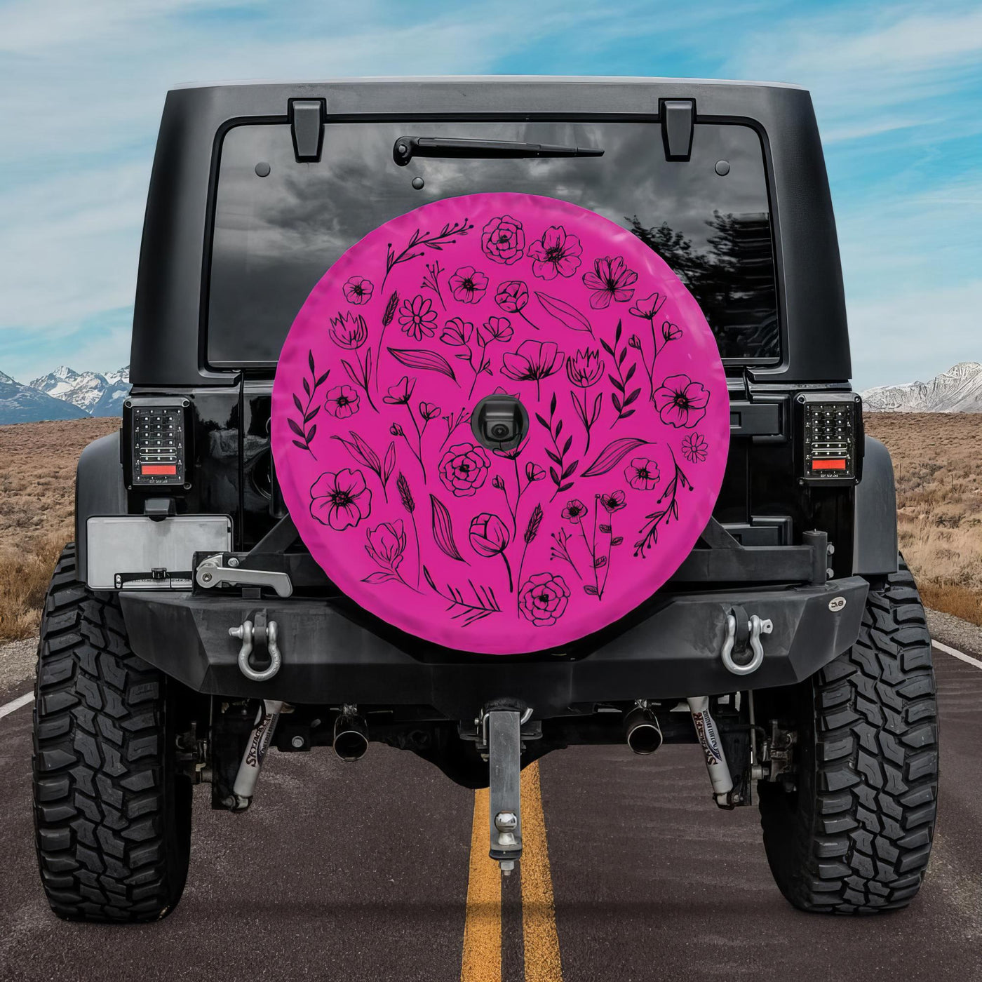 Pink Jeep Tire Cover - Floral Spare Tire Cover