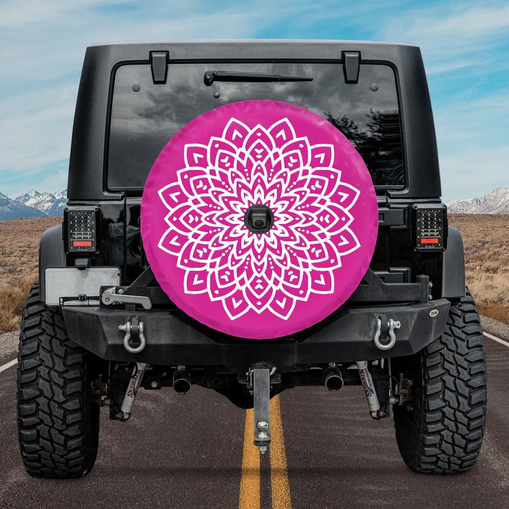 Pink Spare Tire Cover - Boho Mandala Tire Cover for your Jeep