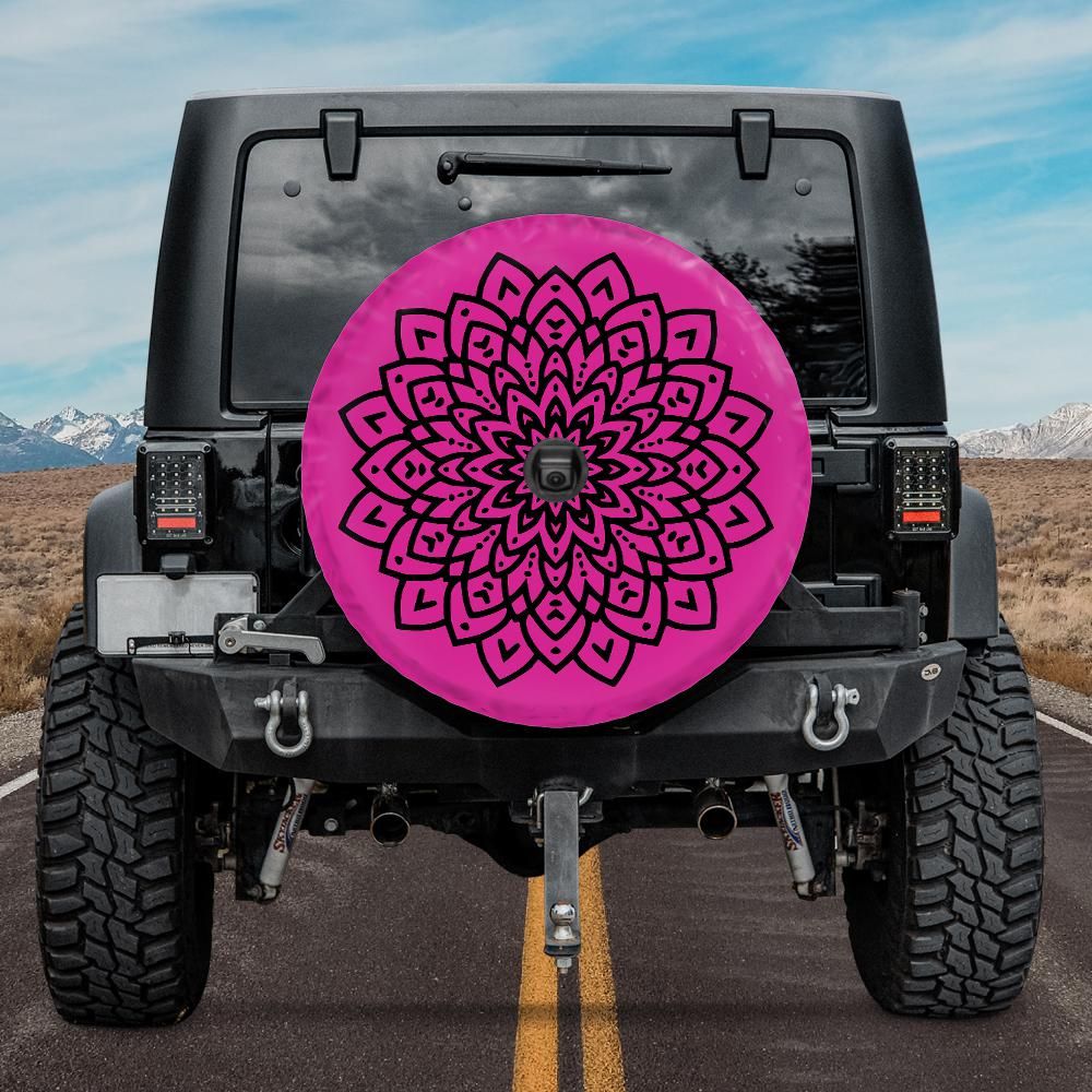 Pink Spare Tire Cover - Boho Mandala Tire Cover for your Jeep