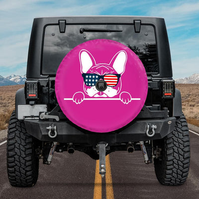 Pink Spare Tire Cover - French Bulldog Tire Cover for Jeep