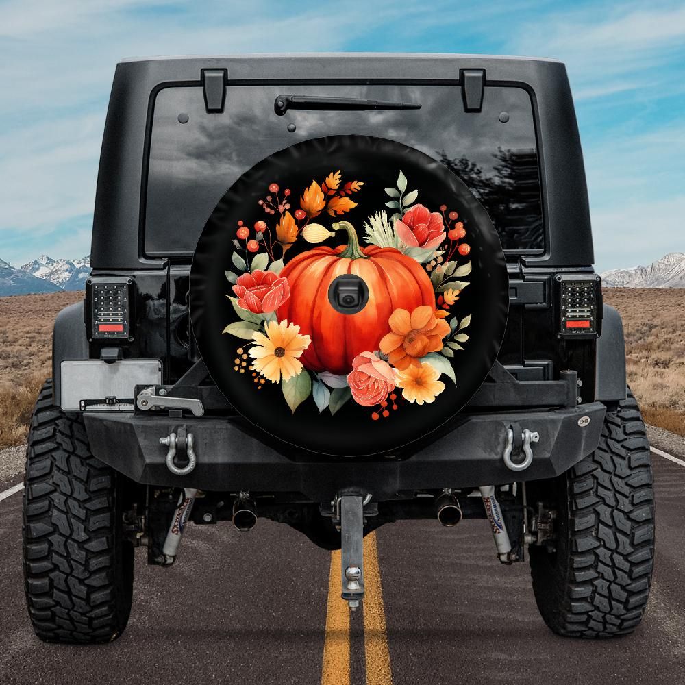 Halloween Spare Tire Cover Orange Pumpkin Tire Cover