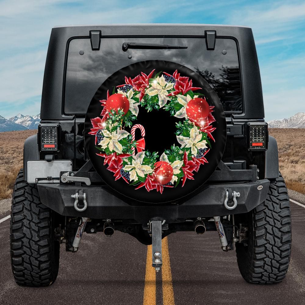 Red and White Amaryllis Christmas Tire Cover