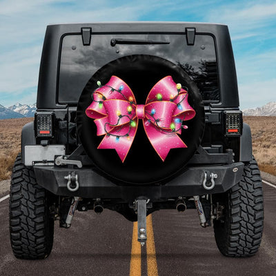 Pink Christmas Coquette Bow Spare Tire Cover