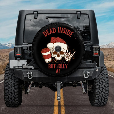 Dead Inside But Jolly AF Funny Christmas Skeleton Tire Cover