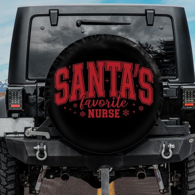 santa's favorite nurse tire cover