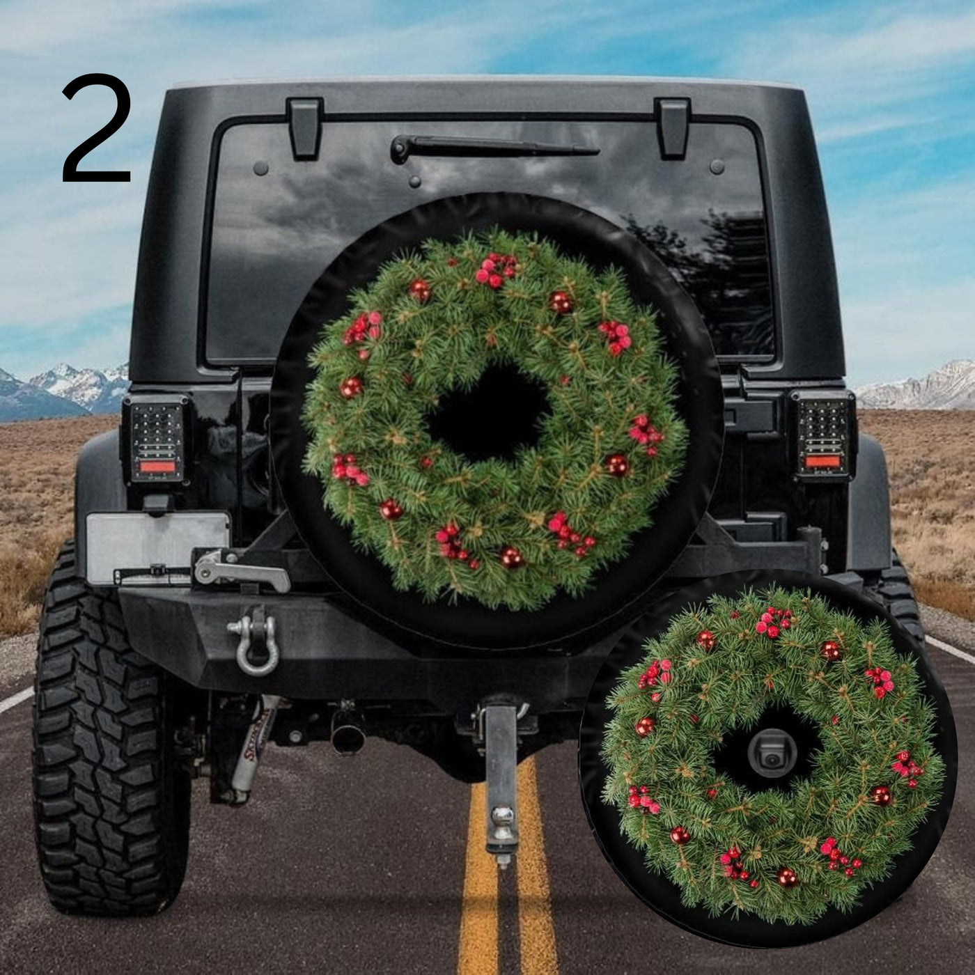 christmas wreath tire cover