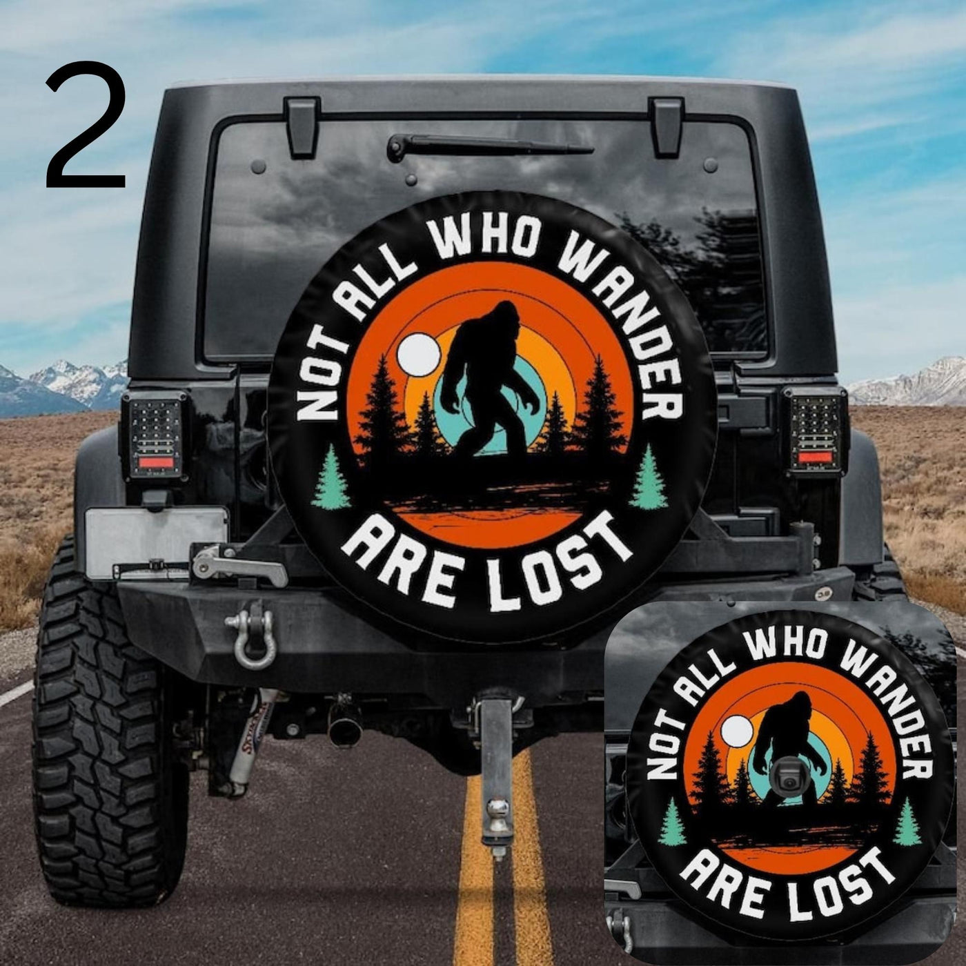 not all who wander are lost bigfoot jeep tire cover