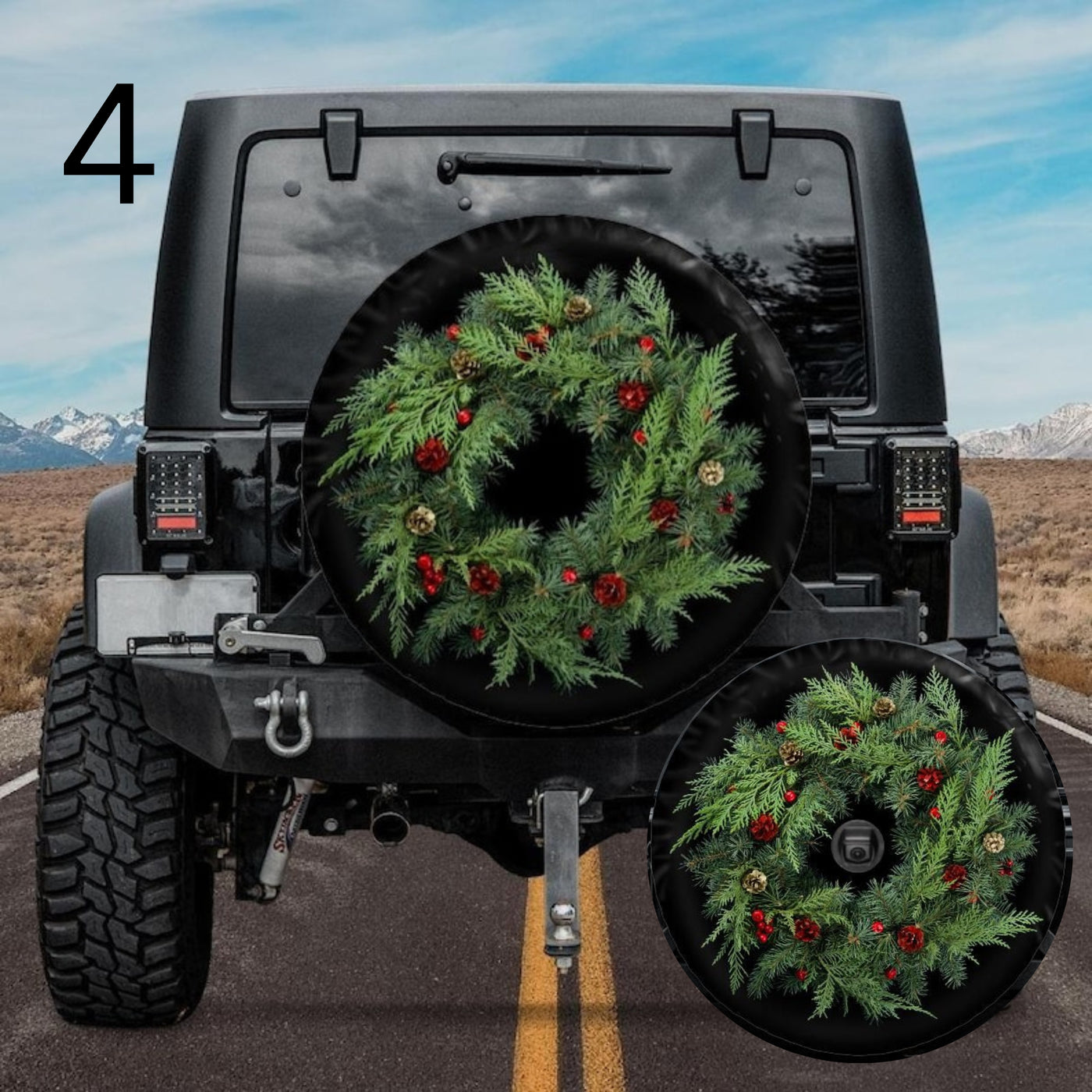 christmas wreath tire cover for jeep