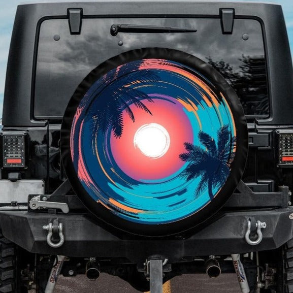 Island Tropical Paradise Beach Spare Tire Cover for Jeep, Camper, SUV With or Without hot Backup Camera Hole