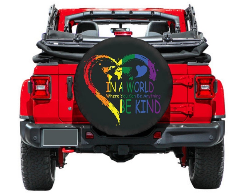 Rainbow Heart Spare Tire Cover