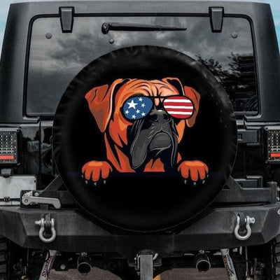 Boxer in Sunglasses Dog Spare Tire Cover