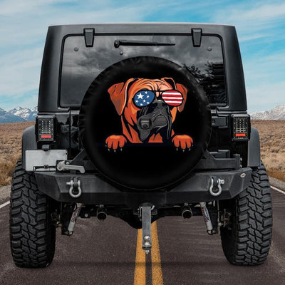 Boxer in Sunglasses Dog Spare Tire Cover