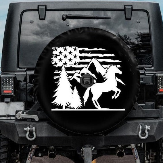 Mountains Horse Spare Tire Cover