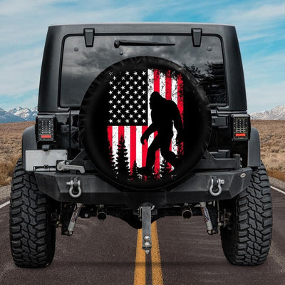 bigfoot jeep tire cover with american flag