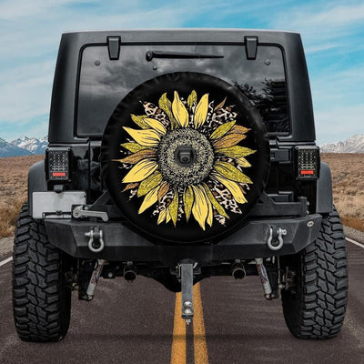Boho Yellow Sunflower Spare Tire Cover