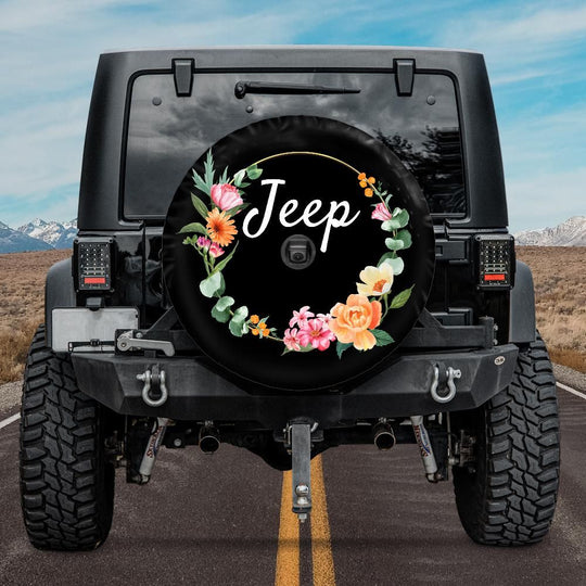 Floral Heart Tire Cover, Tire shops Cover With Flowers, Floral Tire Cover